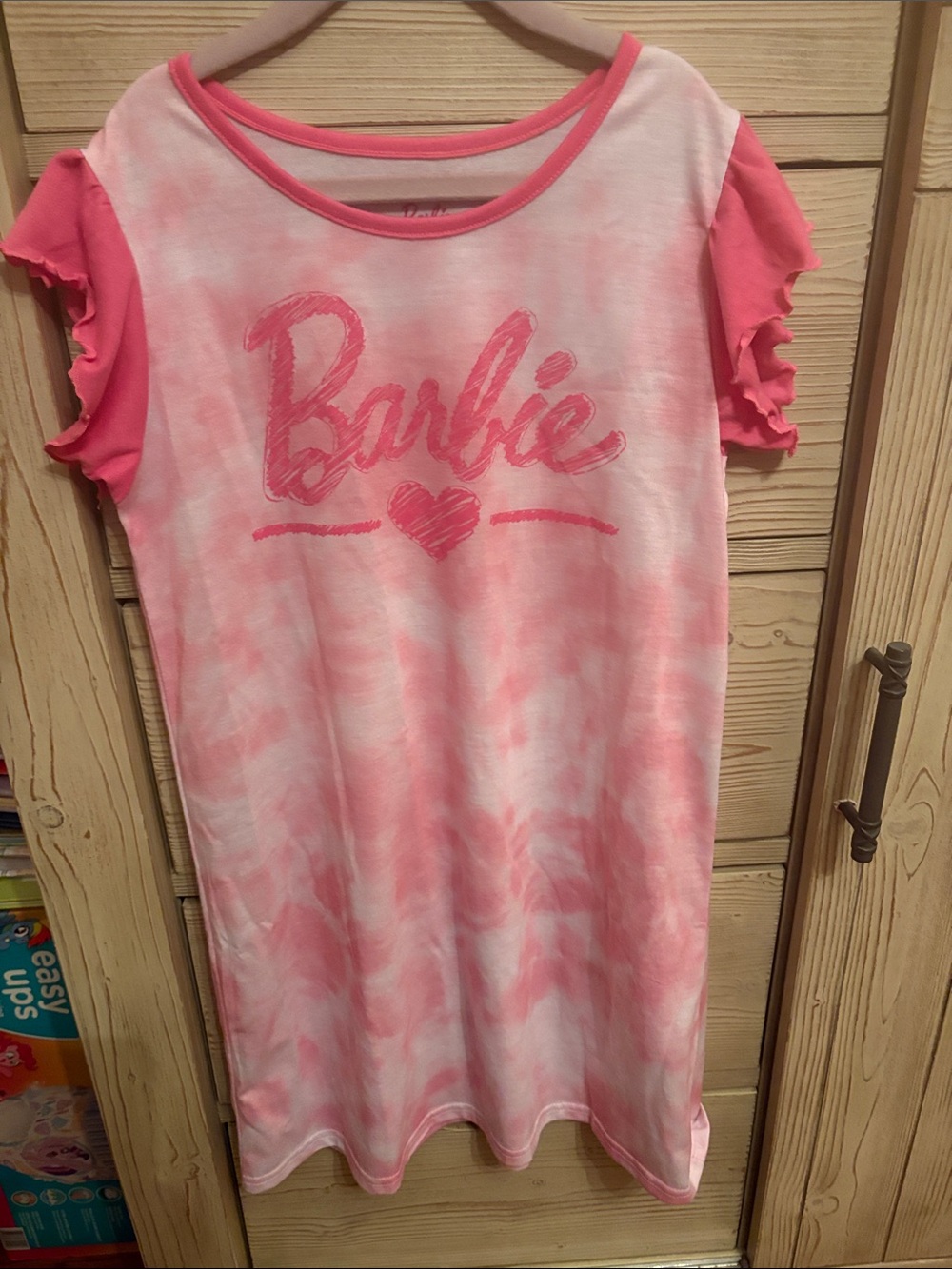 Barbie Pink Tie-Dye Nightgown with Ruffle Sleeves